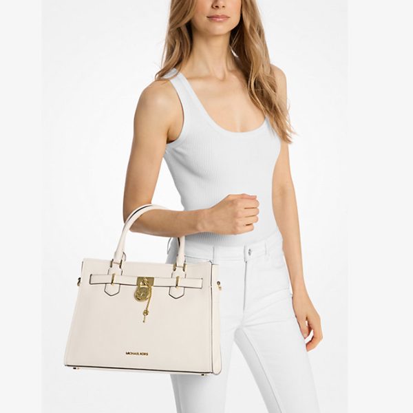 Michael Kors Bolso Mediano Leather Satchel Color Beige - Imagen 2