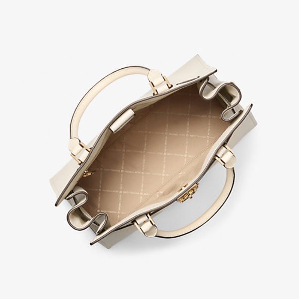 Michael Kors Bolso Mediano Leather Satchel Color Beige - Imagen 3